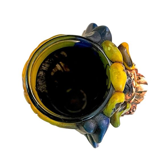 Aztec Mexican shot glass 3 oz clay stones Tribal man - Picture 10 of 13